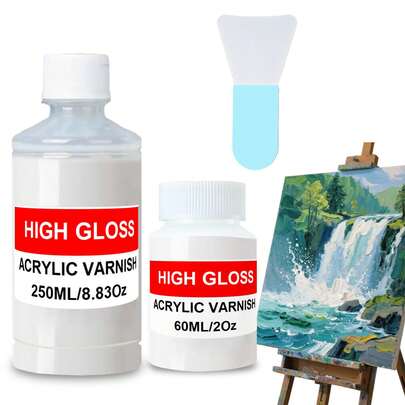 ELHUA Pintura acrílica, pintura acrílica para artistas, antifisuras, alto brillo, acabado brillante y claro, revestimiento transparente impermeable, adecuado para obras de arte, pinturas acrílicas, ideal para artistas profesionales y aficionados, sellador de color permanente
