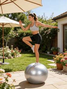 1 quả bóng yoga PVC màu xám, bóng tập thể dục & Pilates, thích hợp cho việc giảm cân và rèn luyện sức mạnh cơ lõi, phù hợp cho tập luyện tại nhà, có thể sử dụng với yoga, các bài tập kéo giãn và luyện tập sự linh hoạt. Bơm cần được mua riêng. - Xám - Xem 7