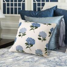 1个/2个蓝色绣球花抱枕套，装饰性，刺绣，波西米亚风，提花，蓝色，白色，花卉图案，床饰，沙发饰，乔迁礼物，18 x 18 - 彩色 - 查看 5