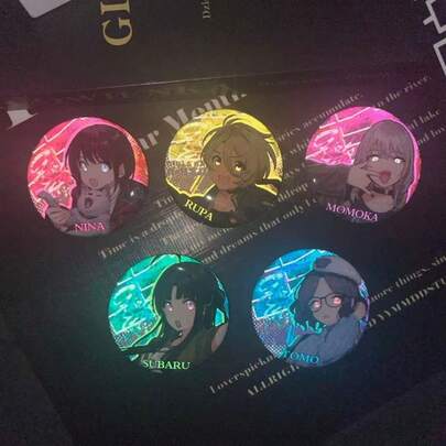 Exquisite Reflective Badge Pins With Clear Printing And Premium Durable Material. Stylish And Lightweight, Perfect For Decorating Bags, Clothes And Daily Accessories.