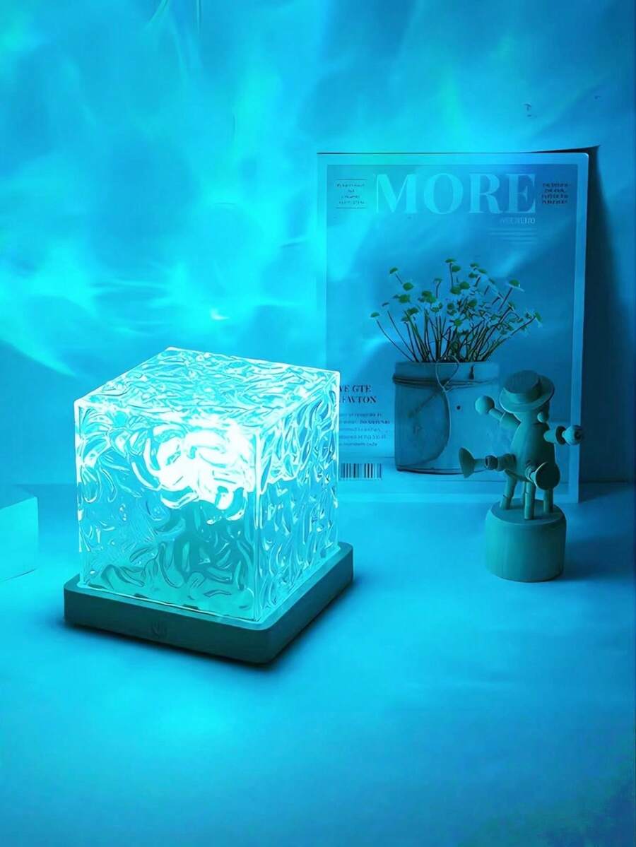 1pc 16-Color Aurora Borealis Wave Projection Lamp, Square Shape, Touch/Remote Control, USB Powered For Bedroom & Living Room Decor - Perfect Gift For Holidays & Birthdays - Multicolor - View 1