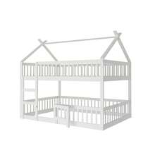 Bunk Bed 140 * 200 With Staircase, Loft Design, Solid Wood Bunk Bed Frame, Grey, White. - White - View 3