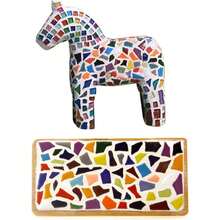 PINUOKE 200 Pieces/ 200 G Square Shapes 1x1 Square Ceramic Tiles Crafts, Colorful Stained Glass Pieces Projects - Dark Purple - Dark Purple + 200g - View 5