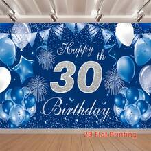 1 Tấm vải phông nền trang trí sinh nhật 2D phẳng bằng polyester, màu xanh hải quân ánh kim bạc, thích hợp cho sinh nhật 18/20/21/30/40/50 tuổi, kèm banner "Chúc mừng sinh nhật" dành cho người lớn, phông nền tiệc sinh nhật chủ đề bóng bay và pháo hoa, phông nền chụp ảnh treo tường trang trí tiệc sinh nhật kiểu Châu Âu và Mỹ. - Phong cách sinh nhật A - Xem 6