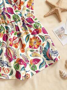 Bộ áo liền quần in hoa cho nữ, họa tiết Paisley, kiểu đan chéo, thích hợp cho kỳ nghỉ hè. - Nhiều màu - Xem 3