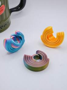 1pc Star Realm Decompression Disk Rotating Ring Pressure Reducing Toy - Colorful Stripes And Vortex Patterns, 360° Spiral Polygon Rings | Suitable For Use In Offices And Homes, Fingertip Pressure Reducing Toy, Creative Gift Choice, Fashionable Appearance, Concentration Aid Tool, Bright Colors, Smooth Rotation, Entertainment And Relaxation, Unique Gift - Spiral Decompression Disc - View 6