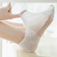 1/5/10双装夏季网眼透气空调袜，防滑舒适女士隐形袜 - 彩色 - 查看 3