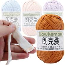Lawkeman 4 pezzi/400g Filato di alta qualità per magliette, rotoli di filato per magliette - 2 cm di larghezza, filato intrecciato e lavorato a maglia, morbido e versatile, adatto per artigianato fai-da-te, può essere utilizzato per uncinetto e tessitura di borse, cuscini, bambole, coperte, pantofole, progetti all'uncinetto, ecc. Disponibile in più colori, filato multicolore | Filato in poliestere | Filato per uncinetto | Filato per artigianato | Palline di filato dai colori vivaci | Materiali per artigianato multifunzionali, accessori e forniture per la tessitura - Stili multipli - Visualizzare 7