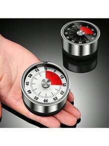 1pc Stainless Steel Magnetic Mechanical Kitchen Timer, Alarm Bell Countdown, Magnetic Back, Suitable For Cooking, Baking, Frying, Steaming, Applicable For Home Kitchen, Office, Study, Meeting, Workout, Reading And More, Mechanical Alarm Timer, Kitchen Essentials And Home Necessities - Multicolor - View 8