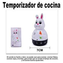 1 unidad de temporizador de cocina con forma de conejo, para control preciso del tiempo durante la cocción, ideal para cocina, estudio, trabajo, aula, deporte y gimnasio ayudando a gestionar el tiempo, un regalo original y elegante. - Blanco - Ver 5