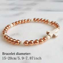 更年期铜质太阳石十字串珠手链，有助于保持情绪平衡，适合日常佩戴 - 彩色 - 查看 3