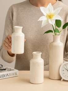 1pc Countryside Style Decorative Vase, Cream Color, Available In 3 Sizes, Suitable For Home Decor, Bedroom, Office & School Supplies, Storage, Wedding Decoration, Jewelry Storage, Party Decoration, Perfect Gift Choice - Multicolor - View 6