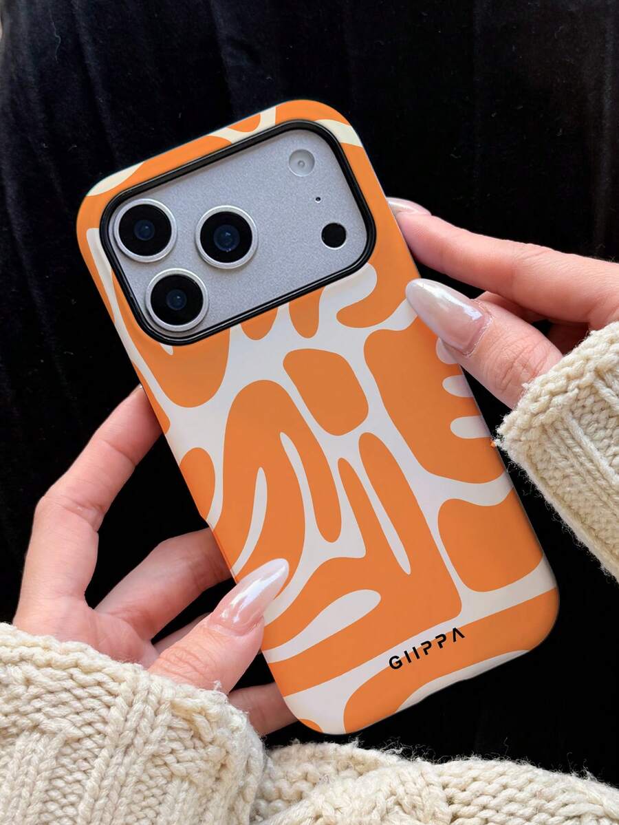 1个橙色不对称波浪纹手机壳,适用于 17 Pro Max,也适用于 16 Pro Max、15 Pro Max、14 Pro Max,韩版时尚趣味手机壳,兼容11/12/13/14/15/16 Pro Max Plus,优雅设计男女皆宜,是圣诞节、情人节、复活节、婚礼季和生日送给女友的理想礼物 - 橘色 - 查看 1
