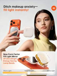 Luxury Premium Quality Selfie Live Stream 3-Color 4-Mode LED Selfie Ring Light With Mirror, Rechargeable Portable Fill Light Compatible With Iphone & Android, Suitable For Photography, Video Recording, Meetings, Vlogging, Makeup Mother's Day Spring - Magnetic Mirror Fill Light - View 3