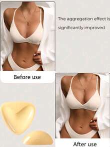 1 Pair Double-Sided Reusable Self-Adhesive Bra Pads, Thickened Invisible Bra Inserts, Waterproof For Swimming - Apricot - View 4