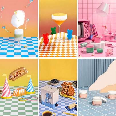 Plaid Pattern Photography Background Cloth 52x78cm Still Life Product Photo Waterproof Backdrops Jewelry Cosmetics Food Creative Video Photographci Props