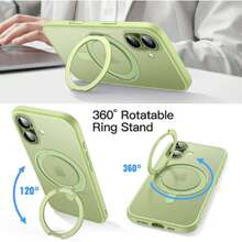 Funda Anillo Giratorio 360 Grados para iPhone 17 6.3 Pulgadas con Botón Control Cámara, Compatible con MagSafe, Carcasa Slim Antigolpes con Soporte & Porta Anillos (Salvia),42370786 - Celeste - Ver 5