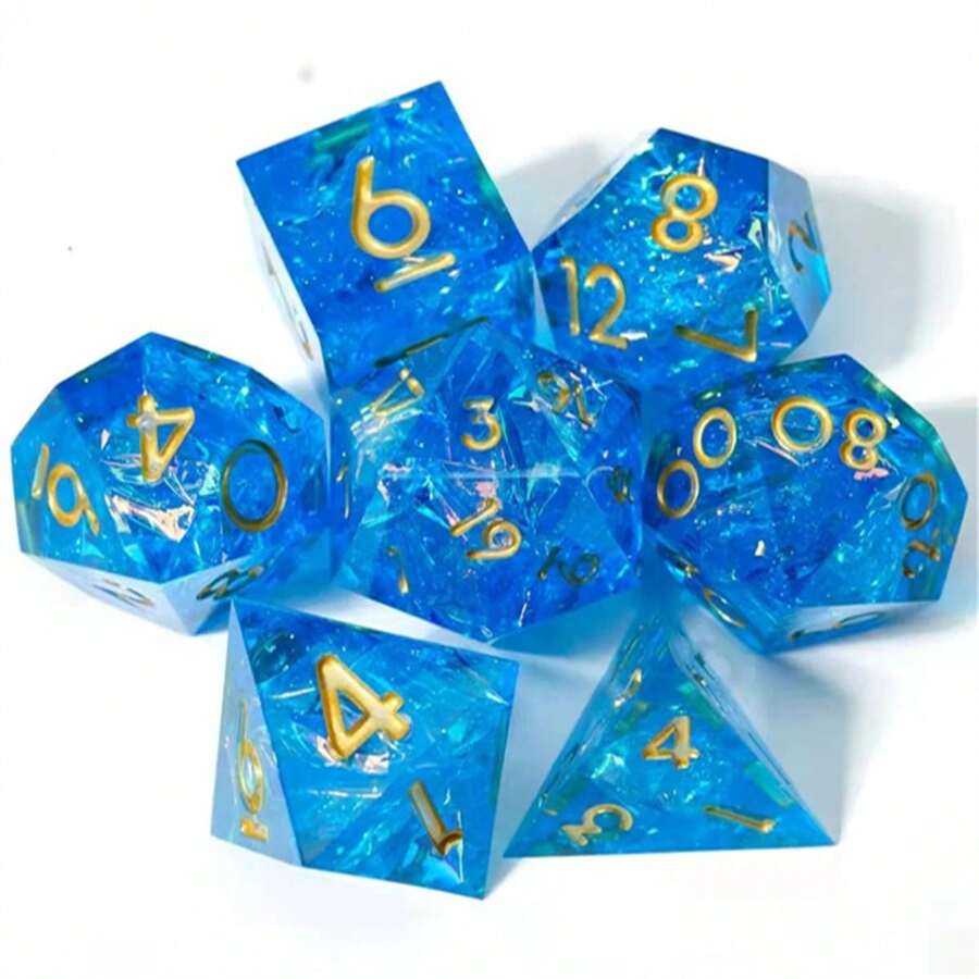 7pcs Solid Color Resin Dice Set, Sharp-Edged Polyhedral Dice For RPG Role Playing Games, Suitable For Christmas, Thanksgiving, Birthday, Gift, Party Supplies - 彩色 - 查看 1