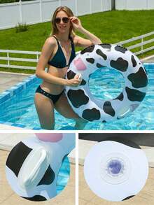 1 pieza Anillo inflable de natación con lindo diseño de vaca - Anillo de natación duradero para adultos y adolescentes - Multicolor - Ver 6