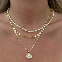 1 pieza Collar de estilo océano de verano con concha y perla falsa, adecuado para el uso en la playa y viajes de mujeres - Multicolor - Ver 4