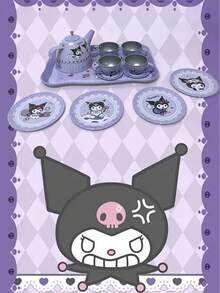 SANRIO 三丽鸥酷洛米茶会套装，16件套儿童茶会套装，含金属茶壶和茶杯，幼儿园厨房玩具，茶壶礼盒，下午茶玩具套装，金属茶壶和茶杯公主玩具礼品 - 彩色 - 查看 6