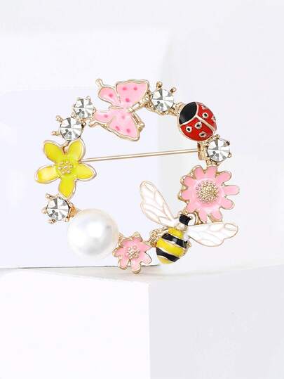 Broches de Grinalda de Inseto de Esmalte da Moda - Alfinetes de Planta Finos para Mulheres Acessórios de Joias Casuais Unissex para Festa / Presentes de Amigos Emblemas Decoração