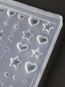 1件 Y2K 星空夏季美甲硅胶模具 3D 迷你心形星爆弧形模具模板 凝胶印花沙龙 DIY 音乐节派对婚礼美甲用品 可重复使用美甲印花工具 - 無色 - 查看 6