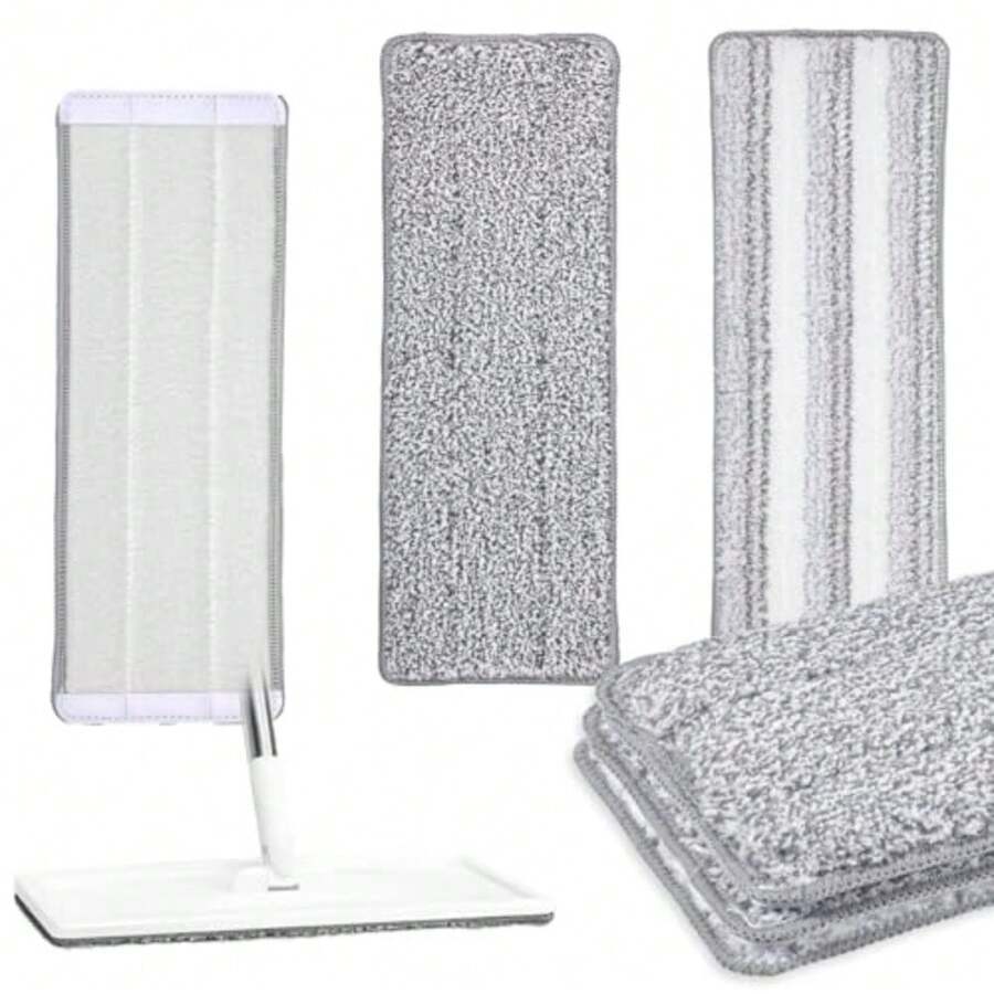 3 Pack Flat Mop Pad 13" X 4.7" Microfiber Reusable Mop Pads Washable Mop Pads Cleaning Mops Heads Cloth For Hardwood Floor Cleaning Wet Dry Use E Grey - 如圖所示 - 查看 1