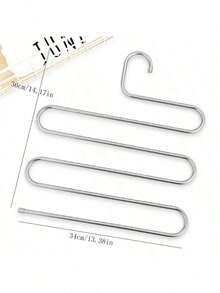 Percha en forma de S multifuncional de acero inoxidable y estante para pantalones, organizador de pinzas para pantalones antideslizante mágico - Ver 5