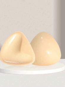 1 Pair Double-Sided Reusable Self-Adhesive Bra Pads, Thickened Invisible Bra Inserts, Waterproof For Swimming - Apricot - View 8