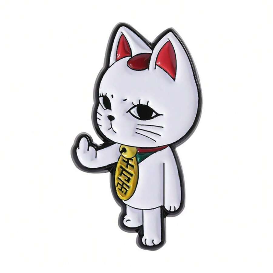 1 pieza Broche de gato que lleva dinero con diseño de dibujos animados lindos, insignia de metal creativa, accesorio para ropa, mochila, pin, regalo, medalla - C - Ver 1