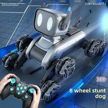 8-Wheel Remote Control Stunt Robot Dog Toy For Kids, RC Swing Arm Climbing Off-Road Vehicle With Electronic Music, Electric RC Robot Dog Stunt Car With Flexible Swing Arm & Strong Climbing Performance, Interactive Educational Remote Control Toy For Boys Girls, Training Hand-Eye Coordination & Imagination, Durable Anti-Fall Indoor Outdoor Play Toy, Parent-Child Interactive RC Vehicle Toy, Ideal Festival Gift For Birthday Christmas Halloween Thanksgiving New Year Easter Children's Day, Kids Remote Control Off-Road Car & Robot Dog Dual-Purpose Toy - Eight-wheeled Stunt Robot Dog - Dual Control - View 2