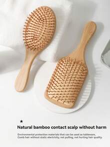 NEFOUME Natural Bamboo Air Cushion Massage Comb, Bamboo Material Contacts Scalp Safely, Anti-Static Prevents Tangling, Round Bamboo Teeth + High Elastic Silicone Air Cushion Massage, One Stroke Smooths Frizz And Reduces Hair Loss, Protective Oil Coating Prevents Moisture And Mildew, Bamboo + Rubber Materials - Multicolor - View 9