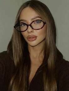 1pc Transparent Small Oval Frame Fashionable Retro Multifunctional Women's Flat Light-Weight Glasses, Suitable For Daily Wear - Clear - View 3