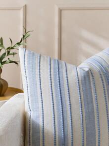 1pc Woven Wide Stripe Decorative Throw Pillow Cover, Casual Home Decor - Baby Blue - View 4