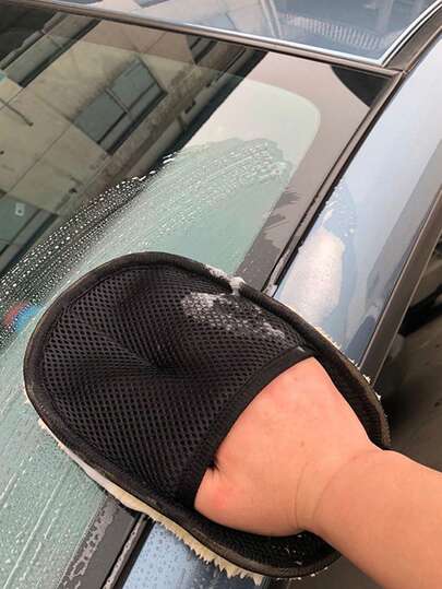 1 pieza Guante de lavado de coche, esponja de pulido esponjosa y gruesa, almohadilla de pulido, aplicador de espuma conveniente, paño de limpieza con forma de pata de oso, herramientas de limpieza del interior del coche