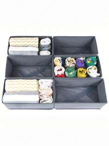 1/2/4pcs Non-Woven Fabric Drawer Organizer Boxes, Breathable & Foldable, Underwear & Socks Storage - Grey - View 5