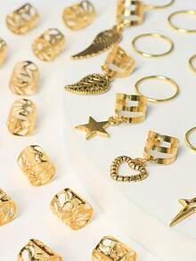 CECILLIA WIG 35件套合金编织发圈脏辫发圈嬉皮风发饰，适合女孩和女士，带爪夹 - 彩色 - 查看 3