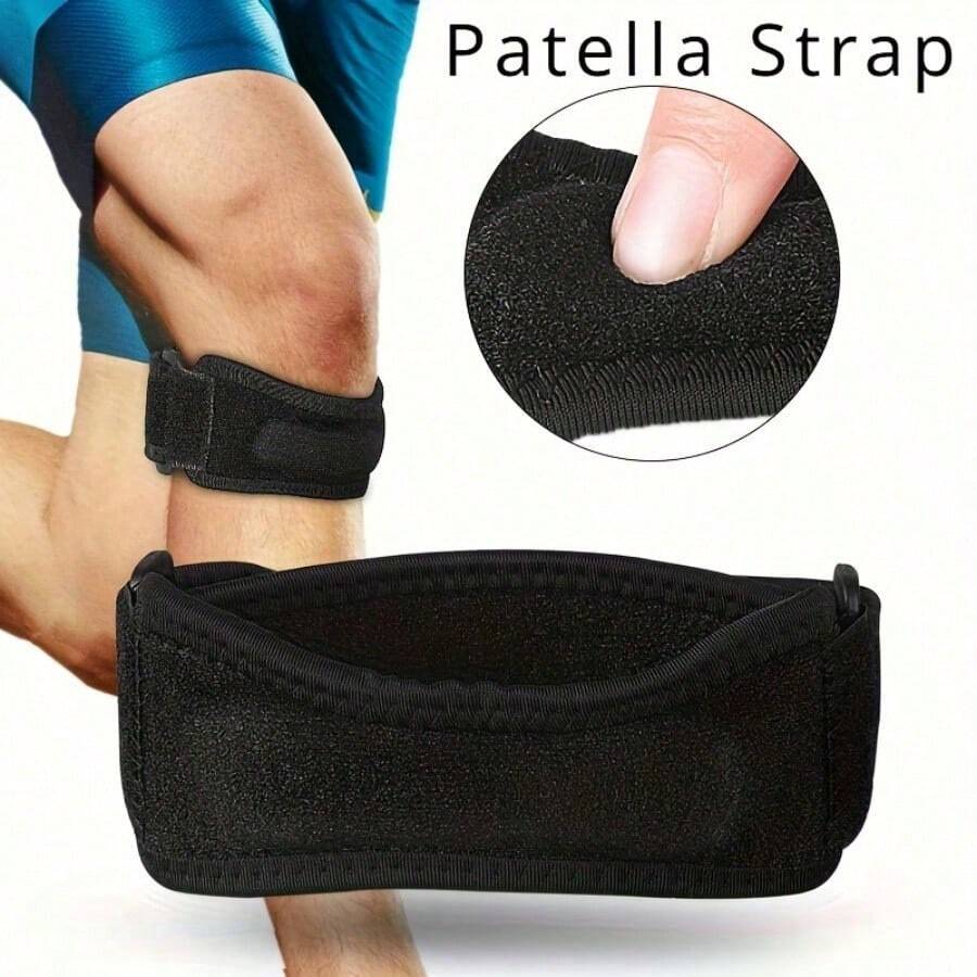 1pc Sports Knee Brace With Meniscus And Patella Strap, Highly Stable, Non-Slip Nylon Material, High Elastic Silicone Pad (Single Pack) - Black - View 1