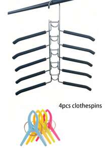 5个装重型节省空间衣架，5合1多层设计，带防滑泡沫垫，适用于外套、毛衣、西装和T恤衫 - 彩色 - 查看 11