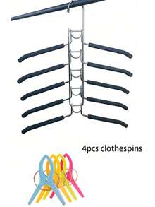 5pcs Metal Heavy Duty Space Saving Clothes Hangers, 5-In-1 Multi-Layer With Non-Slip Foam Padded, Suitable For Coats, Sweaters, Suits And T-Shirts - Multicolor - View 11