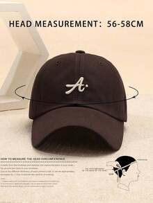 1pc Women's Embroidered Big A Baseball Cap, Adjustable Outdoor Sunscreen Casual Hat, Suitable For Spring And Autumn Travel Beach Vacation Men's Sun Hat Y2K Style Youth Hat - màu nâu - Xem 3