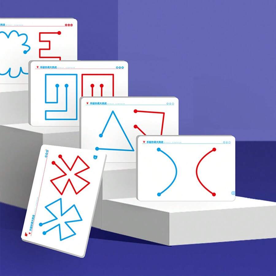 一套左右脑开发套装 - 益智游戏、精细动作技能训练器、包含左右脑练习的全脑训练活动、认知技能培养、专注力和创造力游戏 - 彩色 - 查看 1