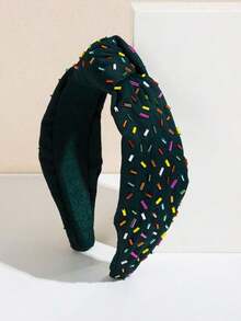 1pc Korean Fashion Handmade Wide-Brimmed Headband, Elegant Hair Accessory In Pink, Suitable For Daily Outfit - FG235 深綠色 - 查看 5