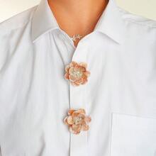 1 peça de decoração para botão de camisa, abotoaduras fofas em acrílico com efeito degradê em formato de flor, acessório de moda para roupas, prendedor de gola de camisa, decoração de botão sem costura, decoração para vestido de praia feminino - Flores - Ver 5