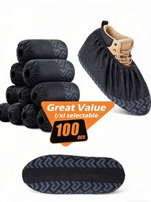 10/100pcs Of Black Non-Slip Shoe Covers | Protects Home Floors And Shoes, Suitable For Indoor And Outdoor Use, One Size Fits All, Made Of Nylon Material - Multicolor - View 5