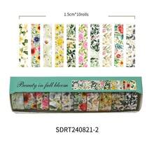 10 Rolls Vibrant Floral Washi Tape Set |   Vintage Flower Masking Tape, Aesthetic Garden Scenery Bullet Journaling, Scrapbooking Supplies, Premium Colorful Botanical Stationery Women - 奼紫嫣紅SDRT240821-2 - 查看 13