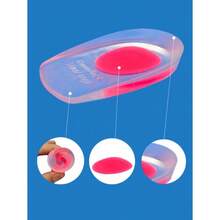 2pcs Heel Pain Relief Cushion Pad With Pu Gel Heel Cup For Anti-Spurs, Shock-Absorbing Insole For Sports Shoes - 紅色 - 查看 3