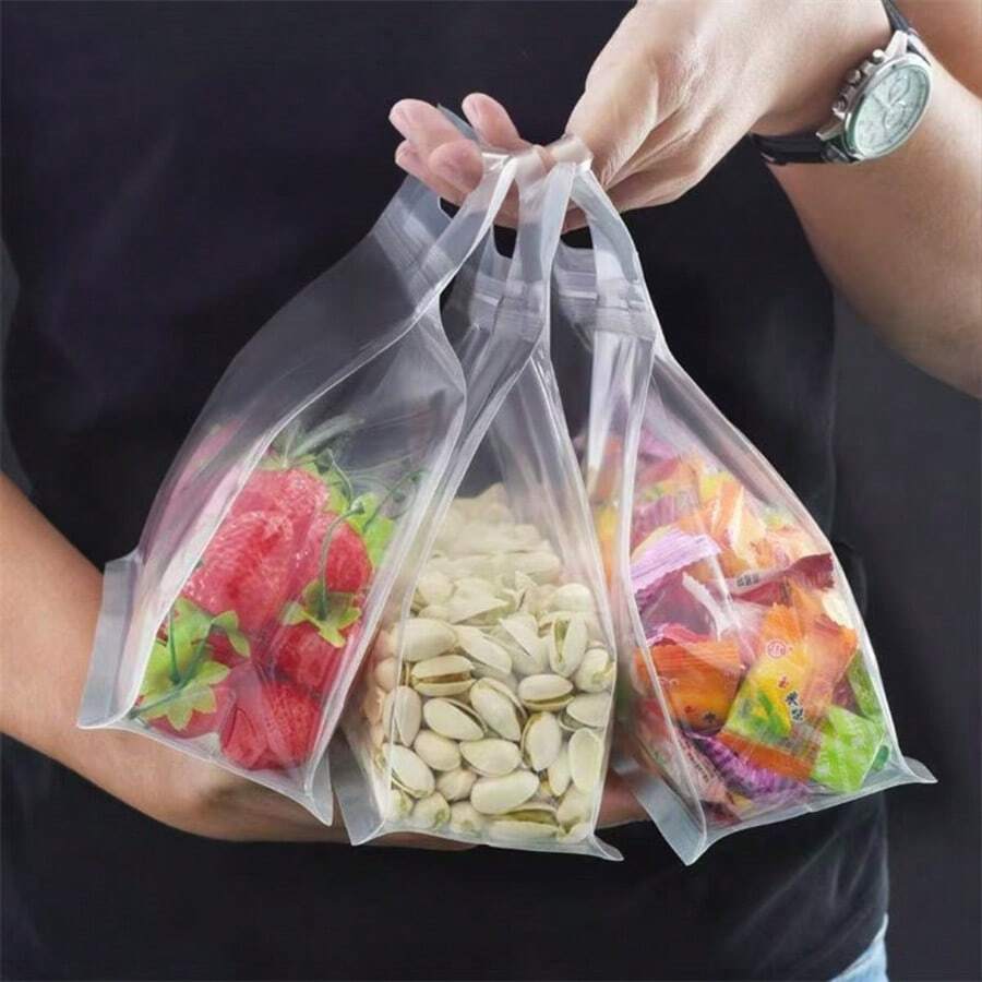 8-Side Sealed Transparent Self-Standing Pouch, Matte Self-Sealing Handle Bag For Packaging Grains, Dried Fruits, Food - View 1