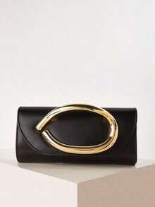 Cartera de embrague de unicolor vintage retro, bolso de mano a juego con todo, bolso de mujer de PU elegante, y para boda, fiesta, baile de graduación, cena, bolsos de embrague de moda para mujer - Negro - Ver 9